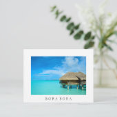 オーバーウォーターバンガローボラボラ白いはがき ポストカード (スタンド正面)