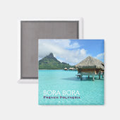 オーバーウォーターリゾートオンボラボラと文字マグネット マグネット (正面/裏面)