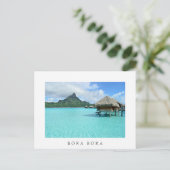 オーバーウォーターリゾートオンボラボラホワイト文字はがき ポストカード (スタンド正面)