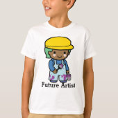 オーバーオールと紫の未来のアーティストボーイ絵を描 Tシャツ (正面)