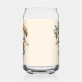 オーバーオールと麦わら帽子、リボンがついたかわいいウサギ ガラス缶 (左)