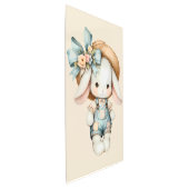 オーバーオールと麦わら帽子＆リボンのキュートなウサギ メタルプリント (3/4)