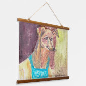 オーバーオールの犬ジギー 吊り下げ型タペストリー (傾斜あり)