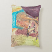 「オーバーオールの犬ジギー」水彩画 アクセントクッション (裏面(縦))