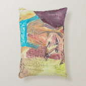 「オーバーオールの犬ジギー」水彩画 アクセントクッション (正面(垂直))