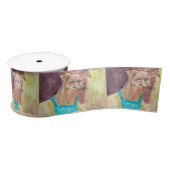 「オーバーオールの犬ジギー」水彩画 サテンリボン (リール)