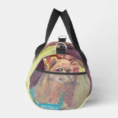 「オーバーオールの犬ジギー」水彩画 ダッフルバッグ (右)