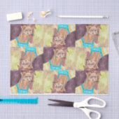 「オーバーオールの犬ジギー」水彩画 薄葉紙 (クラフト)