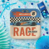 オーバーカーレースクールボーイズ誕生日 ペーパープレート (パーティー)