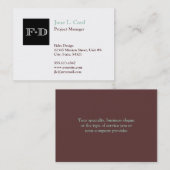 オーバーサイズのサムネイルロゴはシックなホワイトブラウン 名刺 (正面/裏面)