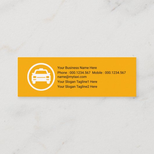 オーバーサイズアルファベット-Tはっきりした黄色タクシー スキニー名刺 (裏面)
