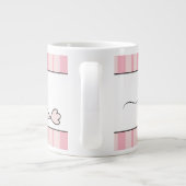 オーバーサイズカットバードピンクストライプパーソナライズされた ジャンボコーヒーマグカップ (裏面)