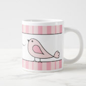 オーバーサイズカットバードピンクストライプパーソナライズされた ジャンボコーヒーマグカップ (右)