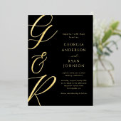 オーバーサイズスクリプトモノグラムダークフェード結婚写真 箔招待状 (立ち正面)