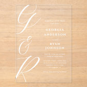 オーバーサイズスクリプトモノグラム透明 アクリル招待状 (正面)