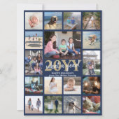 オーバーサイズWhat a Year Photo Collage Navy Blue金ゴールド シーズンカード (正面)