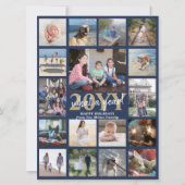 オーバーサイズWhat a Year Photo Collage Navy Blue金ゴールド シーズンカード (正面)