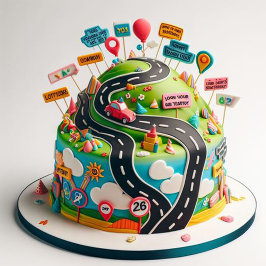 オーバーザヒルおもしろいお誕生日ケーキ カード