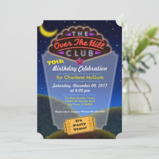 オーバーザヒルクラブ誕生祝い招待状 招待状 (スタンド正面)