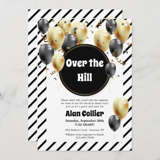 オーバーザヒルサプライズパーティの招待状 招待状 (正面/裏面)