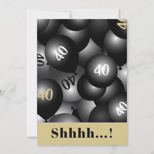 オーバーザヒルブラックバルーン招待状 招待状 (正面)