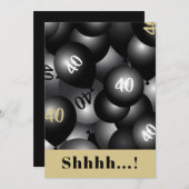 オーバーザヒルブラックバルーン招待状 招待状 (正面/裏面)