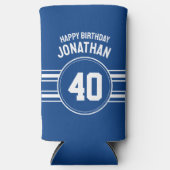 オーバーザヒル誕生日スポーティエイジブルーホワイト スリム缶クーラー (正面)