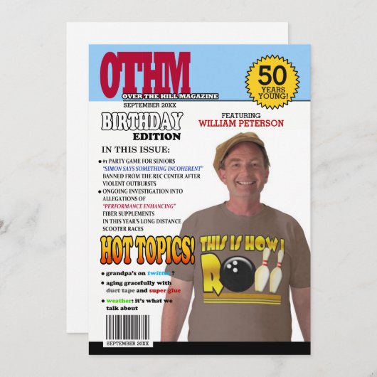 オーバーザヒル50th誕生日招待状 招待状 (正面/裏面)