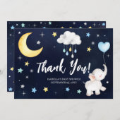 オーバーザムーンエレファントベビーシャワーサンキューカード サンキューカード (正面/裏面)
