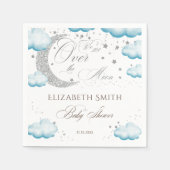 オーバーザムーンシルバーブルーボーイベビーシャワーグリッター スタンダードカクテルナプキン (正面)