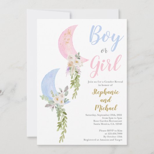 オーバーザムーンジェンダーリビール招待状 招待状 (正面)