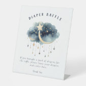 オーバーザムーンスターズ金ゴールドベビーシャワーオムツラッフル 台座サイン (正面)