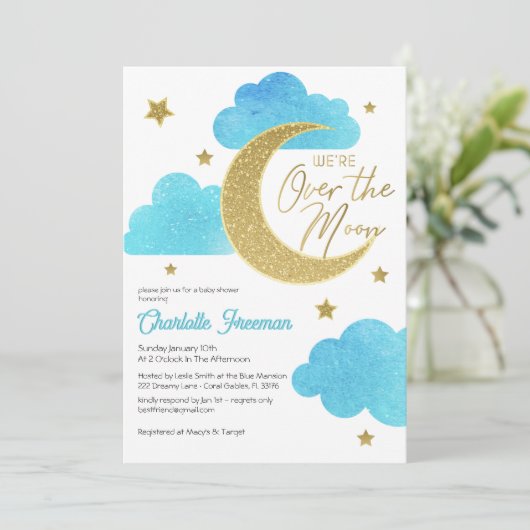 オーバーザムーンスターリーナイトベビーシャワー招待状 招待状 (スタンド正面)