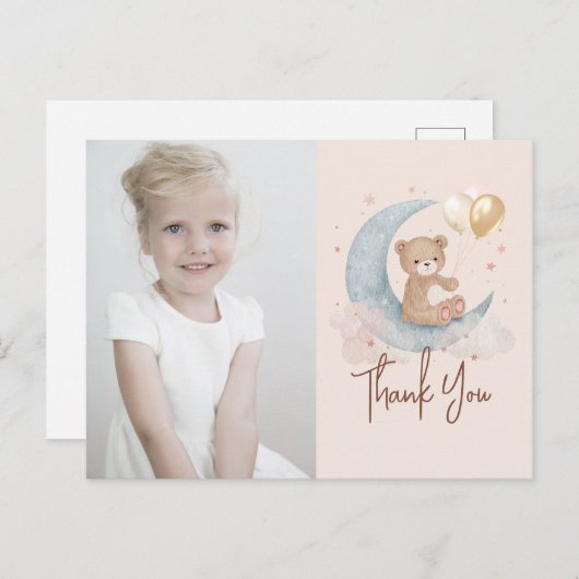 オーバーザムーンテディベア誕生日ありがとう ポストカード (正面/裏面)
