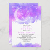 オーバーザムーンドリーミーガールベビーシャワー招待状 招待状 (正面/裏面)