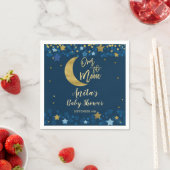 オーバーザムーンネイビーベイビーシャワー金ゴールドグリッター スタンダードカクテルナプキン (インサイチュ)