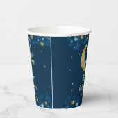 オーバーザムーンネイビーベイビーシャワー金ゴールドグリッター 紙コップ (左)