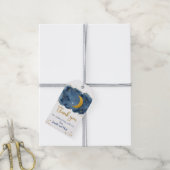 オーバーザムーンネイビー金ゴールド銀河系ベビーシャワー ギフトタグ (より糸付き)