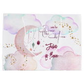 オーバーザムーンビューティフルパステル子供の誕生日 ラージペーパーバッグ (裏面)