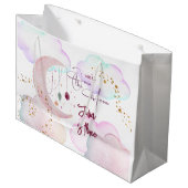 オーバーザムーンビューティフルパステル子供の誕生日 ラージペーパーバッグ (正面アングル)