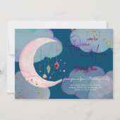 オーバーザムーンビューティフルパステル子供の誕生日 招待状 (正面)