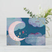 オーバーザムーンビューティフルパステル子供の誕生日 招待状 (スタンド正面)