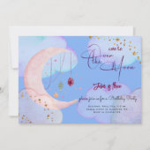 オーバーザムーンビューティフルパステル子供の誕生日 招待状 (正面)