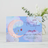 オーバーザムーンビューティフルパステル子供の誕生日 招待状 (スタンド正面)
