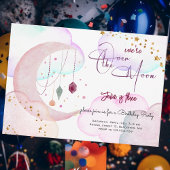 オーバーザムーンビューティフルパステル子供の誕生日 招待状