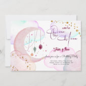 オーバーザムーンビューティフルパステル子供の誕生日 招待状 (正面)