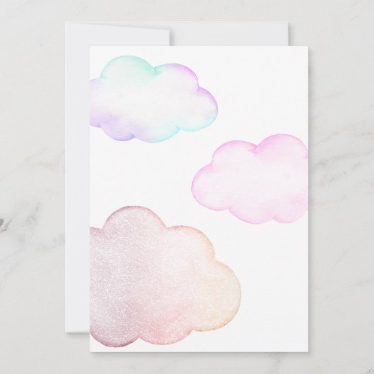 オーバーザムーンビューティフルパステル子供の誕生日 招待状 (裏面)