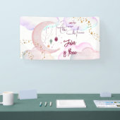 オーバーザムーンビューティフルパステル子供の誕生日 横断幕 (トレードショー)