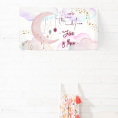 オーバーザムーンビューティフルパステル子供の誕生日 横断幕 (インサイチュ)