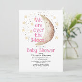 オーバーザムーンピンクガールベビーシャワー招待状 招待状 (スタンド正面)